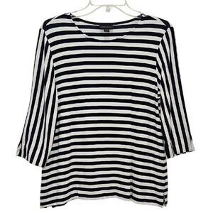 J.Jill Wearever Collection Striped Top Size Medium Petite 3/4 Sleeve Nautical